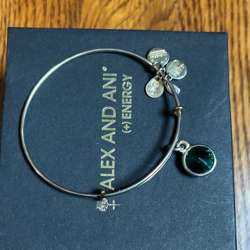 Alex and Ani  Bracelet with Dark Green Charm